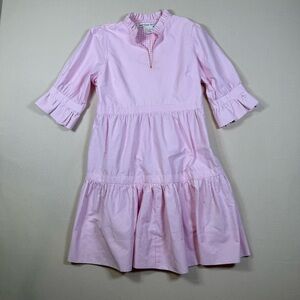 Gretchen Scott Pink Stripe Tiered Ruffle Dress Size S